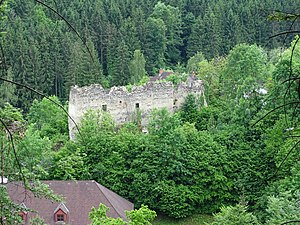 The castle ruins in June 2019