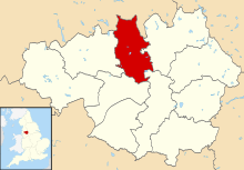 Bury shown in Greater Manchester and England