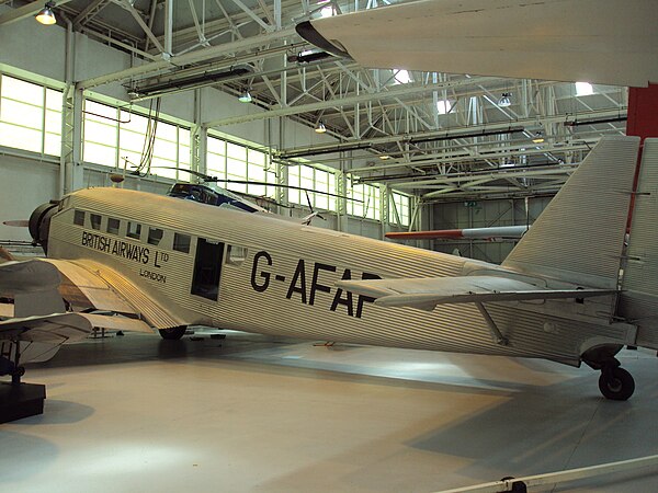 CASA 352 at RAF Museum Cosford, painted as Junkers Ju 52 (G-AFAP) of British Airways Ltd.