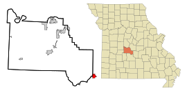 Camden County Missouri Incorporated and Unincorporated areas Richland Highlighted.svg