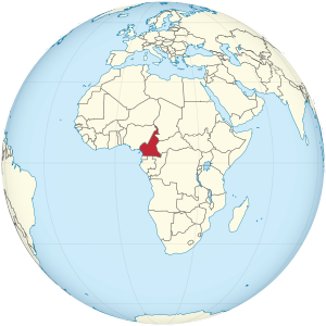 Cameroon on the globe (Africa centered).svg
