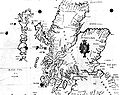 1580 Carte of Scotlande som viser Hyrth (Hirta på St Kilda) til venstre og Skaldar (Haskeir) i nordvest