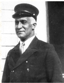 Principal Gay Head Lighthouse Keeper, Charles Vanderhoop - wearing his official lighthouse uniform. Charles Vanderhoop, Principal Keeper, Gay Head Light 1920-1933.png