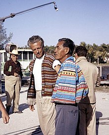 Director Nicholas Ray (left) with actor Cory Osceola during filming of Wind Across the Everglades Cory Osceola (front) and Nicholas Ray during the filming of "Wind Across the Everglades".jpg