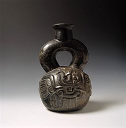 Stirrup-handled Cupinisque ceramic vase 1250 BC (Larco Museum Collection) CupisniqueLMC.jpg