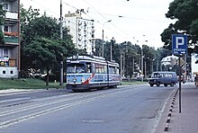 Düwag 6EGTW 222, трамвайная линия 3, Гожув-Велькопольский, 1996.jpg