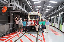 Society members in Brno in Pisarky depot Depot in CZ.jpg