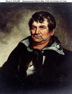 Quartermaster Dick Libby, USN, an Old Salt: "Twenty years in the Navy. "Never drunk on duty - never sober on liberty." Portrait painted circa 1834 by Charles O. Cole Dick Libby.jpg