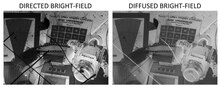 Figure 3. Images of the same silver-based film acquired in directed and diffused bright-field setups DiffVScond.pdf