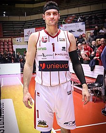 Dane DiLiegro after a game in Forli, 2019