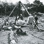 Arkeologiska utgrävningar vid Domarringen i Skärholmen 1966.