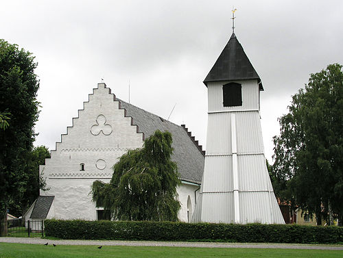 Church and adjacent belfry Drothem with bell tower.jpg