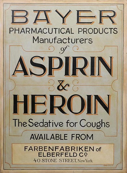 File:Drug store sign for products Heroin and Aspirin before US Heroin ban 1924.jpg