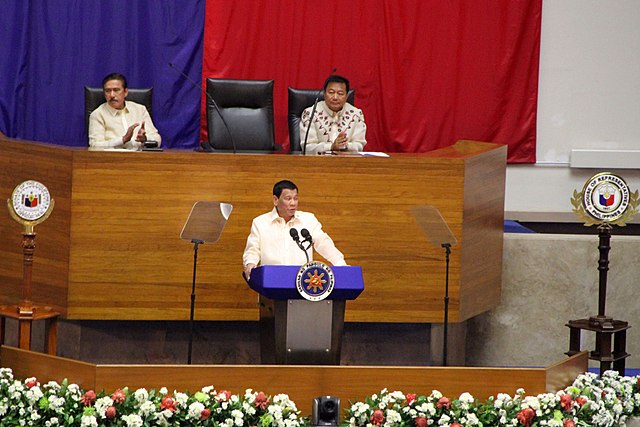 Duterte (center) delivers his State of the Nation Address