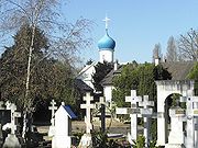 View of the cemetery and church