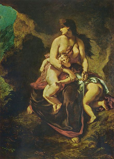 Medea About to Murder Her Children by Eugène Ferdinand Victor Delacroix (1862)