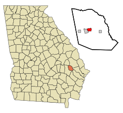 Location in Evans County and the state of جورجیا