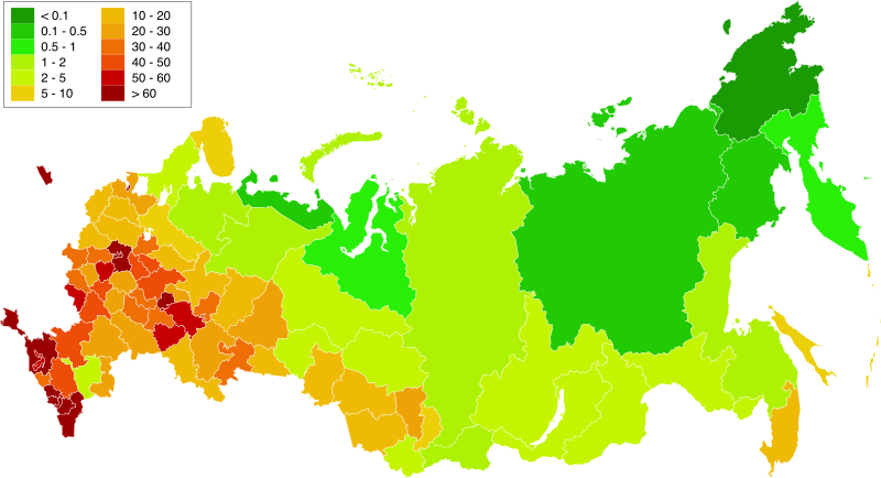 File:Federal subjects of Russia by population dencity.svg