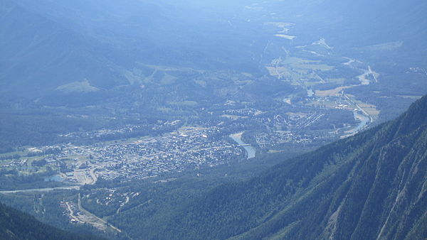 The city of Fernie, BC seen from Three Sisters mountain