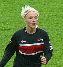 Fishlock playing for Dutch club, AZ Alkmaar, May 2010