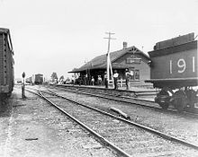 Flesherton C.P.R. Station, c. 1900, located 2 km (1.3 mi) to the west of the village Flesherton, Ontario, Canada - C.P.R Station.jpg