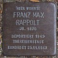 Deutsch: Stolperstein für Franz Max Rappolt vor dem Gebäude Leinpfad 58 in Hamburg-Winterhude.