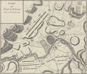 Situace před bitvou u Písku v prosinci 1741 (francouzský nákres)