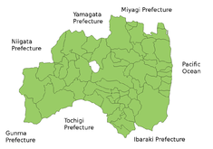 Fukuşima prefekturasının xəritəsi