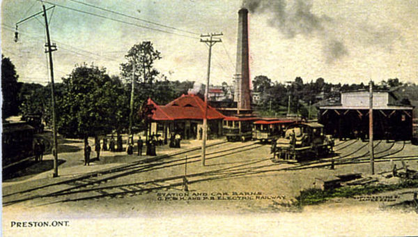 The Galt, Preston and Hespeler Street Railway car barn.