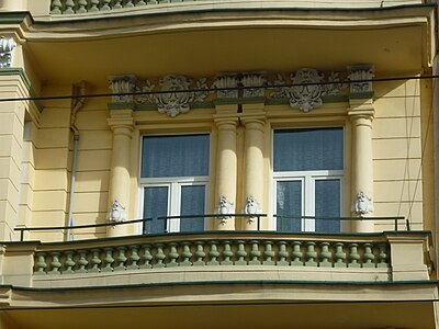 Detail of the balcony with carved initials