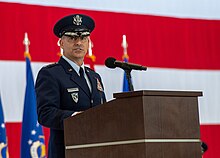 General Jeffrey L. Harrigian speaks at Ramstein Air Force Base, Germany, May 1, 2019. General Jeffrey L. Harrigian upon assuming command of usafe.jpg