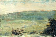 Seurat, 1879–80, Landscape at Saint-Ouen, oil on panel, Metropolitan Museum of Art