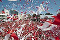 Image 35Thousands of Gibraltarians dress in their national colours of red and white and fill Grand Casemates Square during the 2013 Gibraltar National Day celebrations (from Culture of Gibraltar)