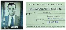 A folder showing a head-and-shoulders photo of Whitlam as a young man, with an identification paper