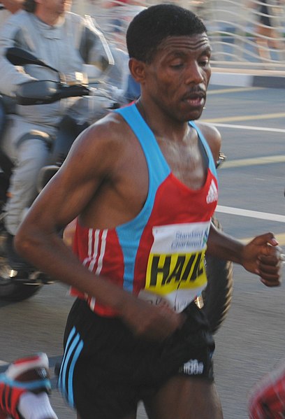 Haile Gebrselassie on his way to winning the 2010 race
