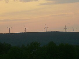 Wind turbines on High Knob in the——Moosic Mountains