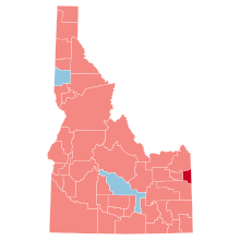 County Flips:
Democratic
Hold
Republican
Hold
Gain from Democratic Idaho County Flips 2012.svg