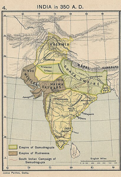The largest extent of the Gupta Empire