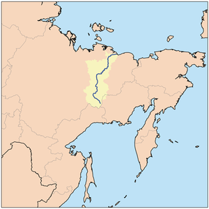 Řeka a její povodí na mapě východní Sibiře