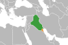 نقشهٔ موقعیت عراق و کویت.