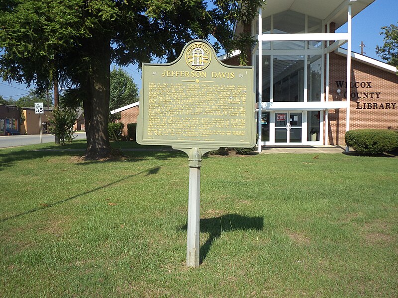 File:Jefferson Davis historical marker, Abbeville.JPG