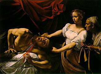 Judit leikkaa Holoferneen pään irti, 1598.