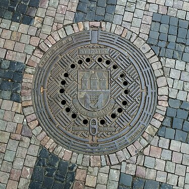 Manhole cover in Prague, Czech Republic
