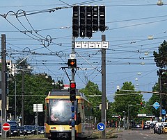 Bus and tram signals in Karlsruhe, Germany
