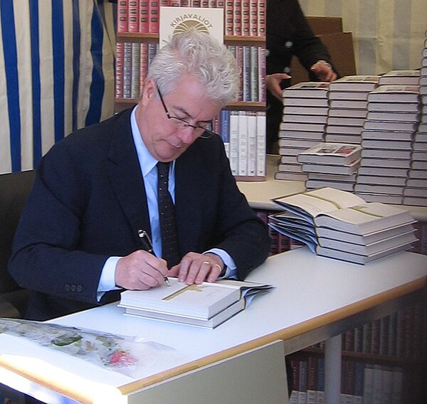 Follett in Helsinki, Finland on World Book Day in 2005.