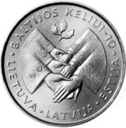 pièce de monnaie lituanienne commémorative frappée en 1999.