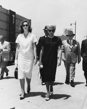 Crane with mother Lana Turner at her juvenile court hearing, April 1958 Lana Turner and Cheryl Crane 1958.png