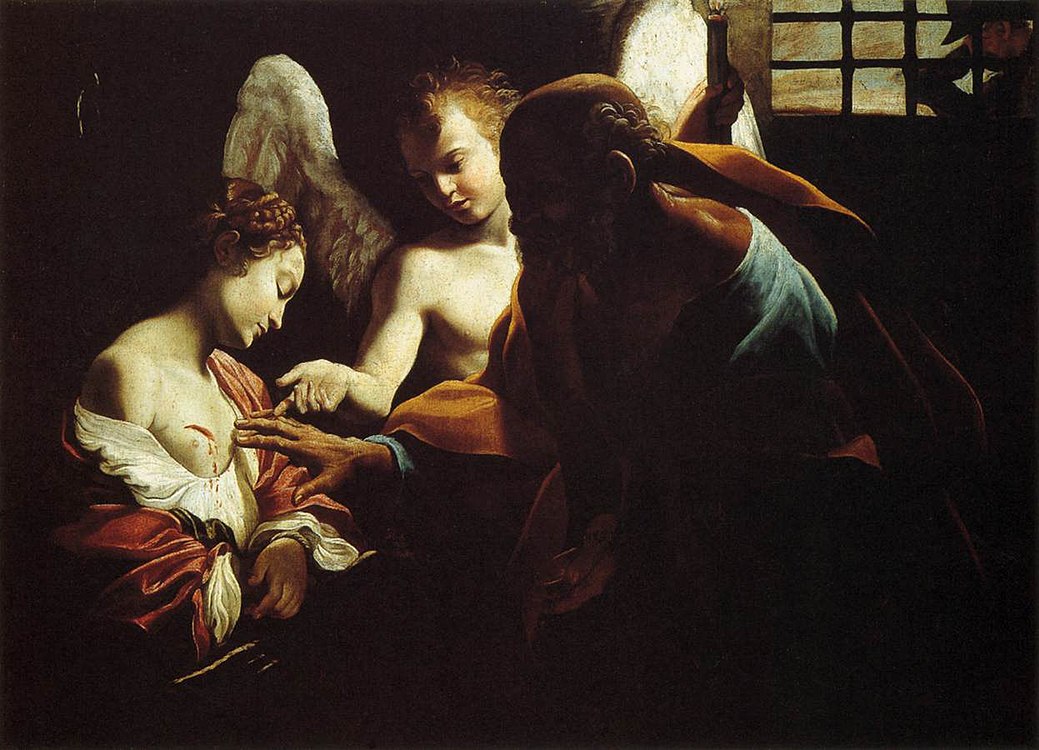 Saint Peter Healing Agatha, by the Caravaggio-follower Giovanni Lanfranco, c. 1614