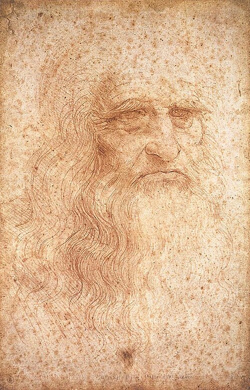 Example of a drawing. This portrait was drawn by Leonardo da Vinci around 1510, and it might depict the artist himself. It is executed in Sanguine (a 