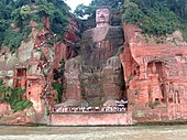 The Leshan Giant Buddha, a 71 m tall stone statue, built between 713 and 803, Tang dynasty